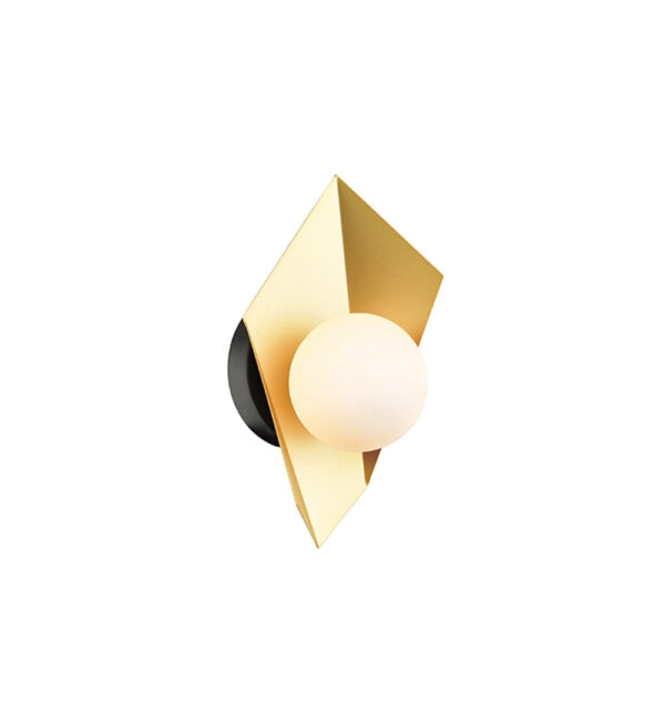 ACA Decor Απλίκα Polygon Μεταλλική Χρυσή με Γυαλί Λευκό