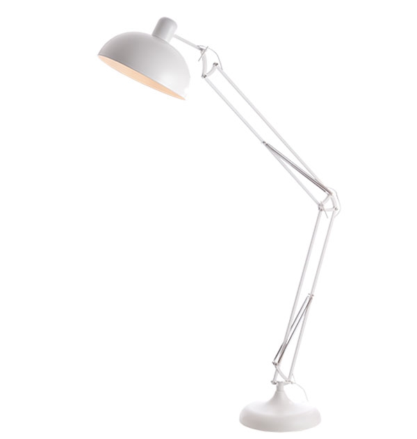 ACA Decor Φωτιστικό Επιδαπέδιο Freddie Σπαστό Λευκό με Κυκλική Κεφαλή Μεταλλικό