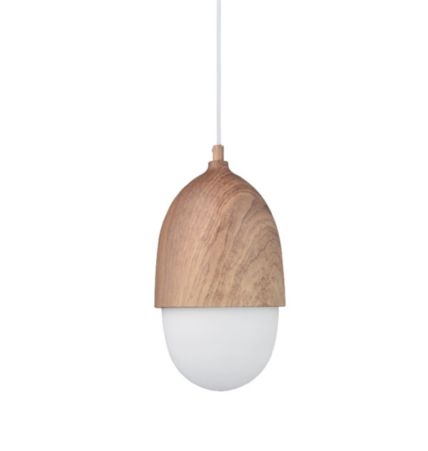ACA Decor Κρεμαστό Φωτιστικό 16cm Bellota Απόχρ. Ξύλου και Λευκό Γυαλί