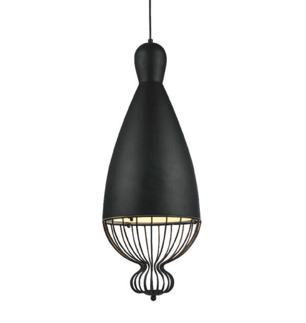 ACA Decor Κρεμαστό Φωτιστικό 26cm Μαύρο Ματ με Λευκό
