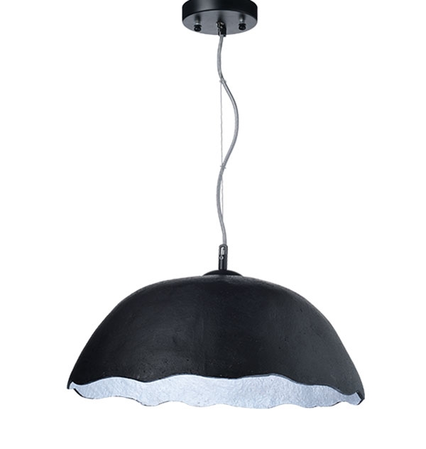 ACA Decor Χειροποίητο Κρεμαστό Φωτιστικό 45cm Egg Πηλός Mαύρο – Ασημί